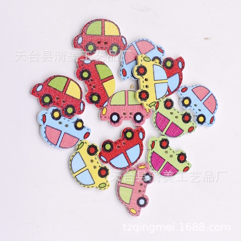 15*25mm blanco fondo de madera pintado erizo botón de coche pintado niños de madera botón de bricolaje