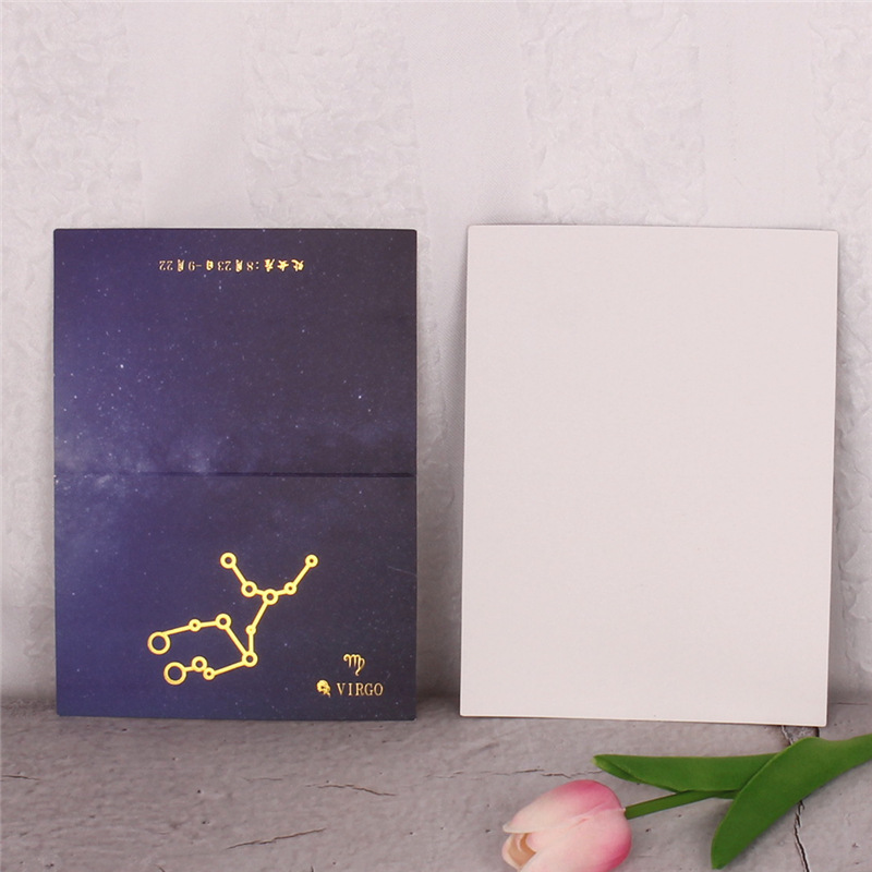 Doce constelación Cielo estrellado dorado tarjeta plegable pieza embalaje negocio tarjeta de felicitación flor caja de regalo Tarjeta de bendición tarjeta del mensaje