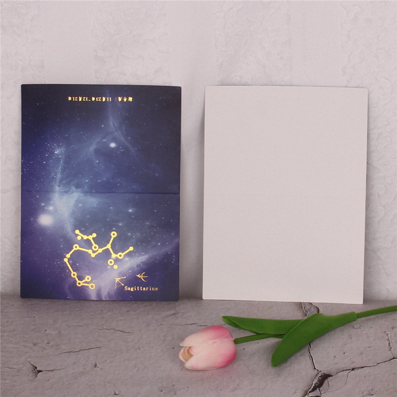 Doce constelación Cielo estrellado dorado tarjeta plegable pieza embalaje negocio tarjeta de felicitación flor caja de regalo Tarjeta de bendición tarjeta del mensaje