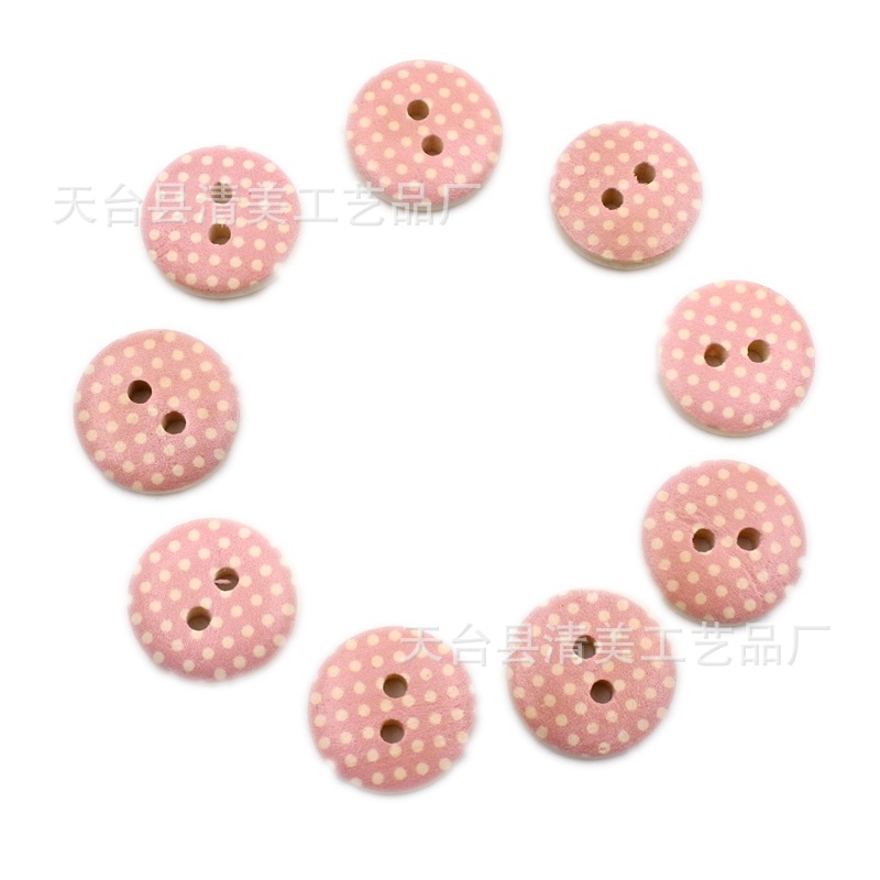 15mm pintado impreso botón madera decorativo impreso Bowl hebilla/Pan hebilla 100 un paquete