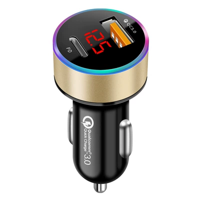 New Aluminum Alloy Digital Mobil şarj cihazları - c109pd-qc30-tuhao-gold-opp-bag