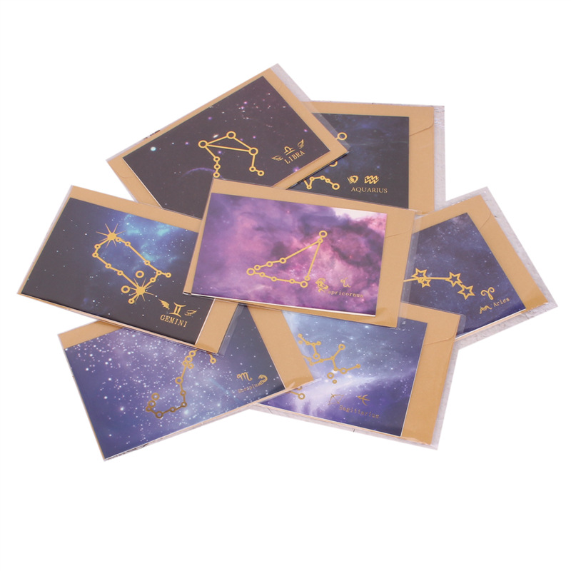 Doce constelación cielo estrellado bronceado tarjeta de felicitación Doble tarjeta universal tarjeta de felicitación de negocios Tarjeta de mensaje más sobre