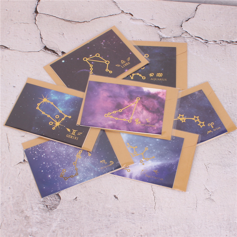 Doce constelación cielo estrellado bronceado tarjeta de felicitación Doble tarjeta universal tarjeta de felicitación de negocios Tarjeta de mensaje más sobre