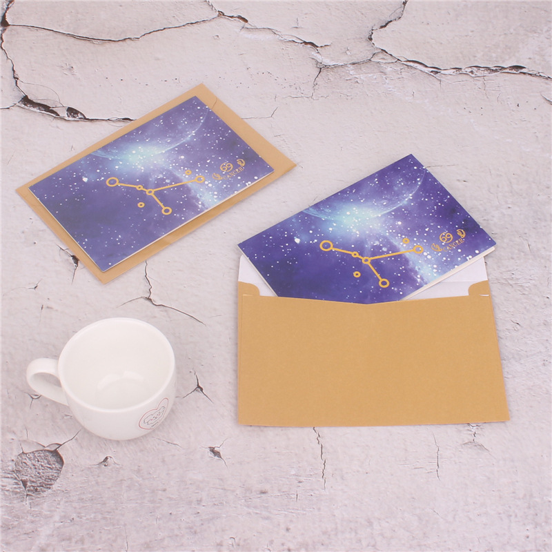 Doce constelación cielo estrellado bronceado tarjeta de felicitación Doble tarjeta universal tarjeta de felicitación de negocios Tarjeta de mensaje más sobre