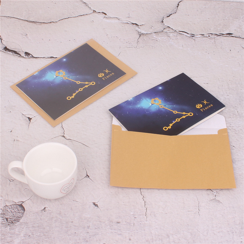 Doce constelación cielo estrellado bronceado tarjeta de felicitación Doble tarjeta universal tarjeta de felicitación de negocios Tarjeta de mensaje más sobre