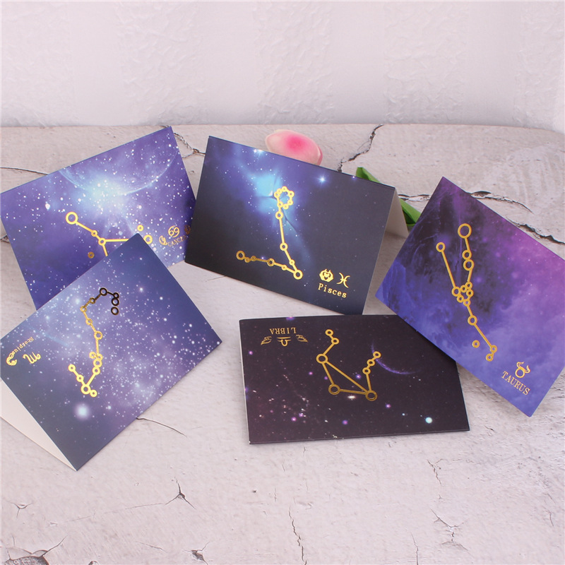 Doce constelación cielo estrellado bronceado tarjeta de felicitación Doble tarjeta universal tarjeta de felicitación de negocios Tarjeta de mensaje más sobre