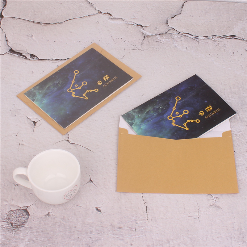 Doce constelación cielo estrellado bronceado tarjeta de felicitación Doble tarjeta universal tarjeta de felicitación de negocios Tarjeta de mensaje más sobre