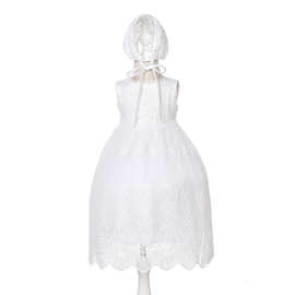 109-婴儿公主裙宝宝满月裙速卖通ebay欧美洗礼服宝宝连衣裙含帽子