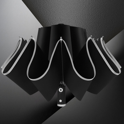 Three-fold car reverse umbrella LED light folding vinyl parasol sun protection men's business sun umbrella custom advertising