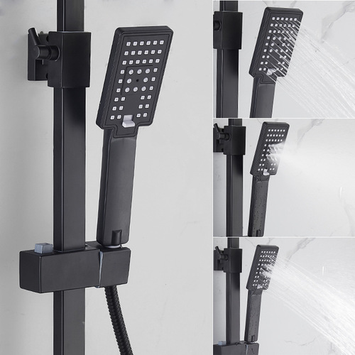 Black shower head set household pressurized shower rain pressurized handheld single shower head hose bathroom accessories