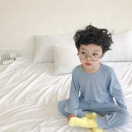 2026儿童夏季空调服 长袖长裤家居服护肚套装防蚊睡衣套装