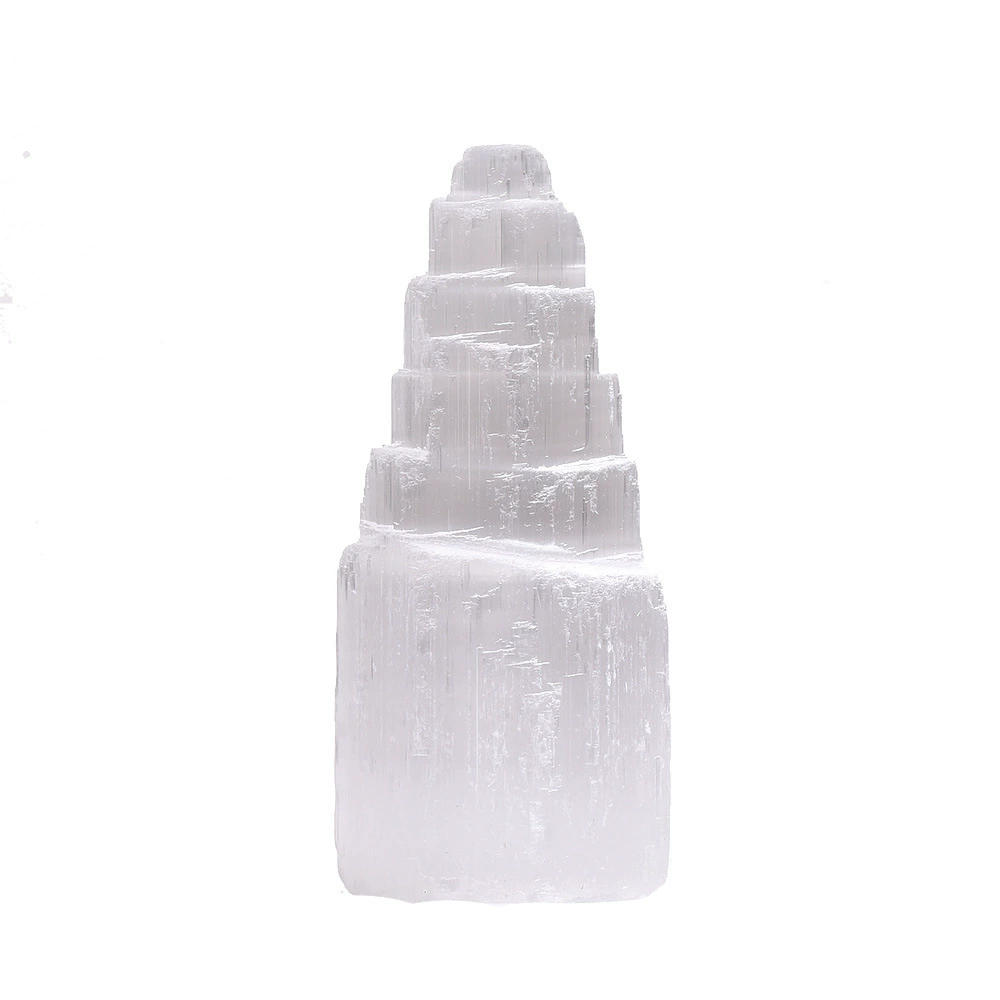 Gypsum tower night lamp, Moroccan translucent crystal ornament, LED base options, 6–20 cm