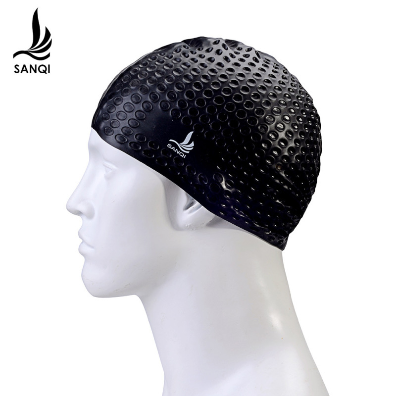 Sanqini Waterproof Silicone Swimming Cap for Men and Women with Large Brim Sports Equipment Ppym Diving Camouflage Print