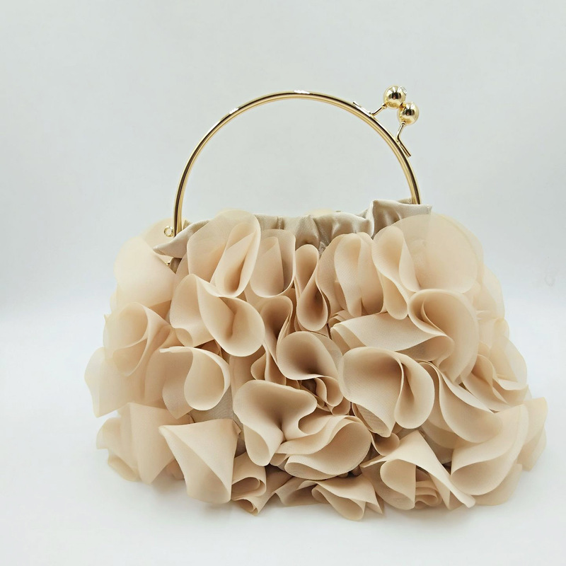 Korean New Women's Satin Flower Clutch Satin Bag Evening Bag Bridal Dress Bag Fairy Crossbody Bag