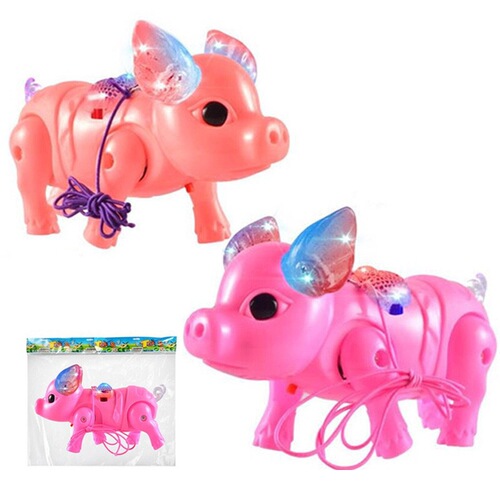 Factory direct sales 6628A electric leash pig, the same style of Internet celebrity pig children's leash animal light-up with music