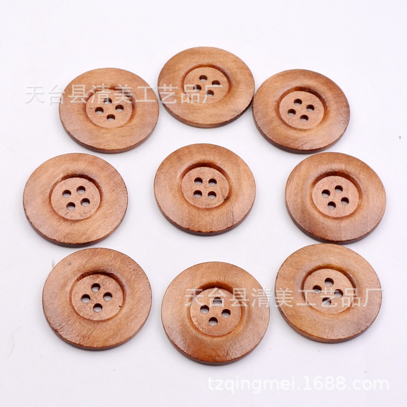 Botón de abrigo de cuatro ojos de 40mm hebilla de abrigo de madera decorativa de madera 30 piezas por paquete