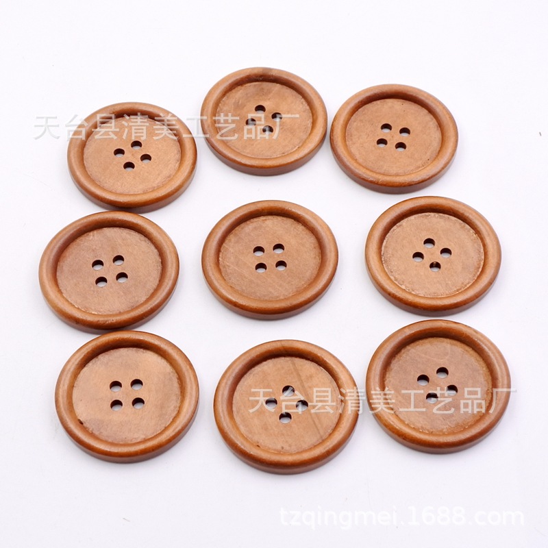 Botón de abrigo de cuatro ojos de 40mm hebilla de abrigo de madera decorativa de madera 30 piezas por paquete