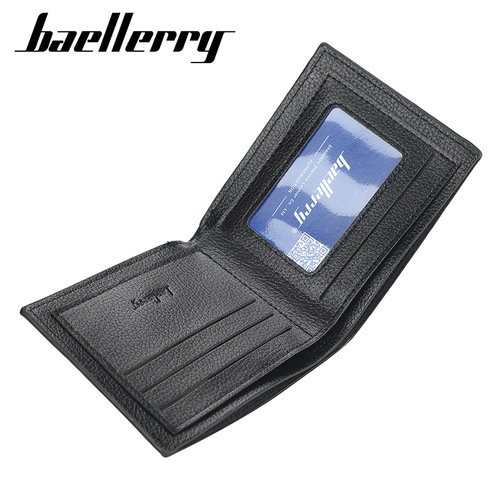 Men's short wallet baellerry Korean style pebbled open wallet simple thin soft leather wallet
