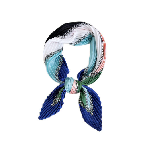70 new style pleated small square scarf for women, spring, autumn and summer fashionable small silk scarf, versatile decorative professional Korean style small scarf
