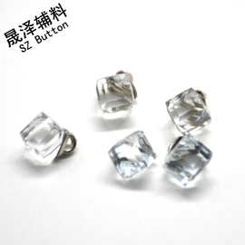 厂家现货供应 方形玻璃钻扣 不规则有脚水晶纽扣 开衫毛衣针织扣