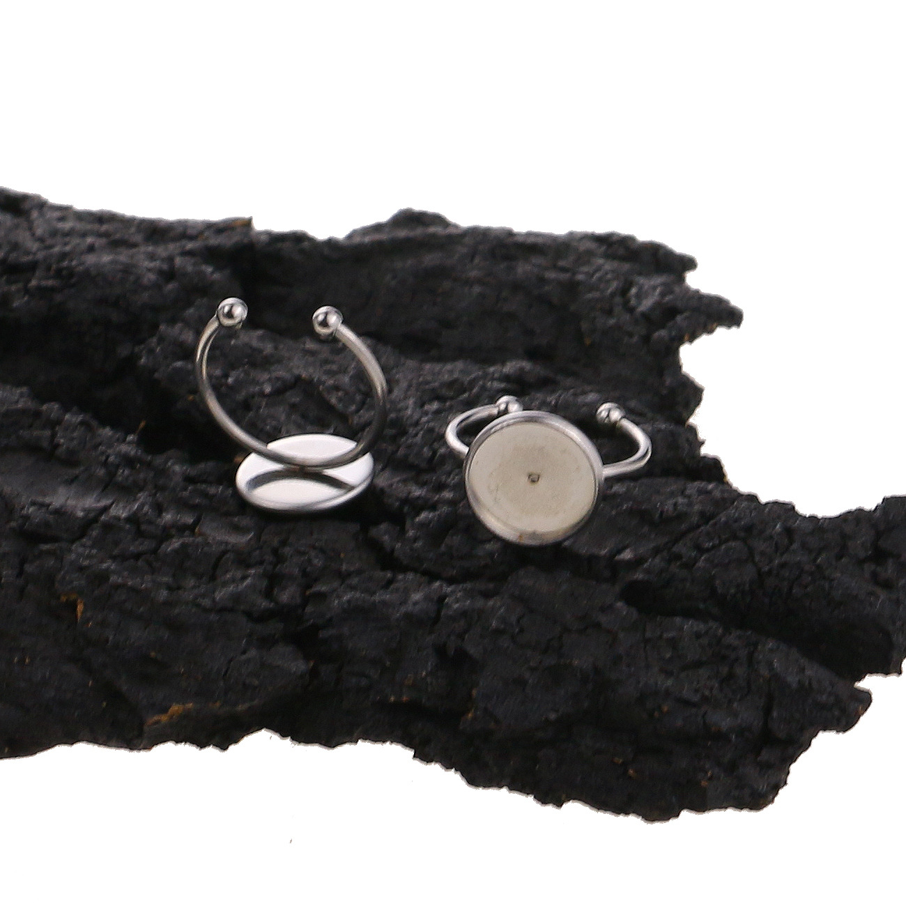 12mm de acero inoxidable DIY anillo vacío soporte inferior tiempo gema soporte ajustable anillo redondo accesorios de joyería