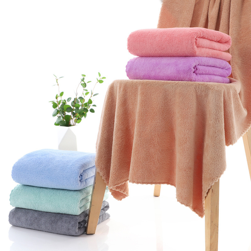High-Density Cut-Edge Coral Velvet Bath Towel, Quick-Drying, Lint-Free, Water-Absorbent, Large Bath Towel for Bathing, Custom Wholesale Beauty Salon Bed Making
