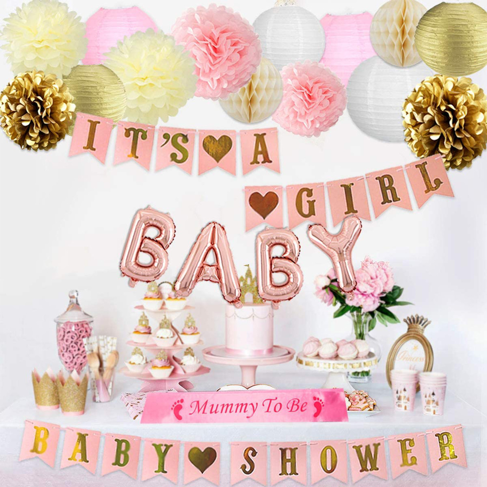 it's a girl boy baby shower men and women flag lantern birthday party baptism decoration package