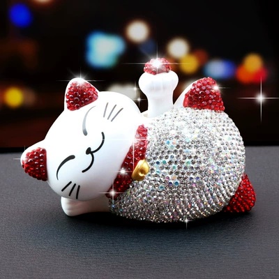 Car ornaments fashion Diamond-embedded cute style - red-ear-diamond-cat