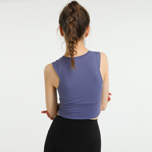 Tight-fitting European and American cross-border new yoga clothes for women shock-proof sports running fitness training quick-drying vest with chest pads