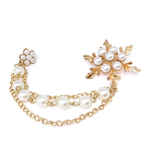 Korean fashion clothing accessories Snowflake tassel brooch Pearl chain corsage Suit accessories