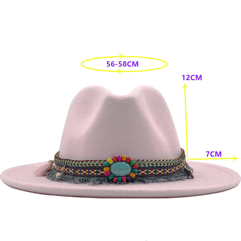 AliExpress Amazon eBay Venta caliente sombrero de lana de las mujeres estilo étnico retro ala plana ala grande Jazz sombrero