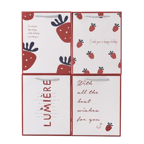 Strawberry gift bag jewelry store hand bag paper bag clothing shopping bag birthday return gift companion gift packaging bag
