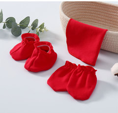 Newborn baby clothes bright red spring cotton onesie first birthday hundred days boys and girls suit full moon crawl suit hat