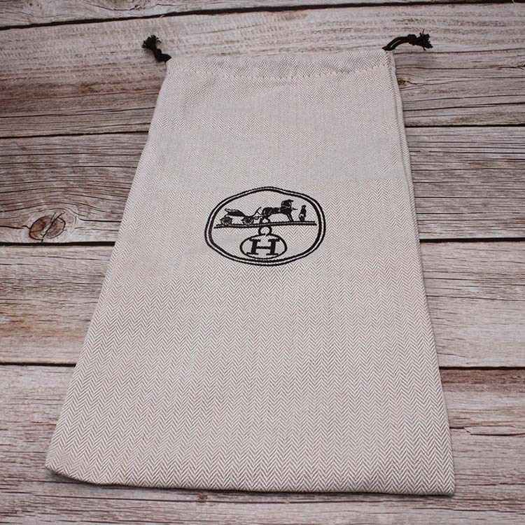 高档皮鞋子防尘袋皮包收纳袋人字斜纹棉布束口袋棉麻抽拉绳绒布袋