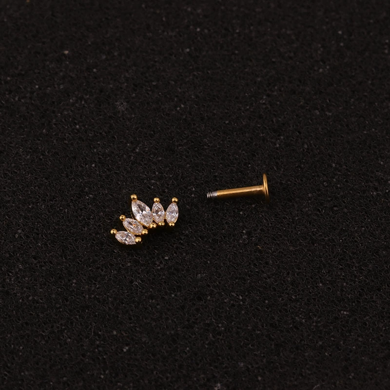 Creative Stainless Steel Labret Earrings, European Style, Multi-Design Labret Back, Silver/Gold