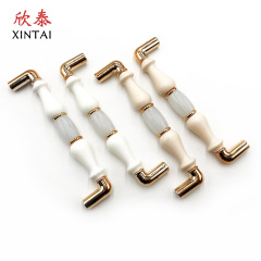 European simple drawer single hole handle cabinet wardrobe handle golden imitation ceramic buckle plastic large handle