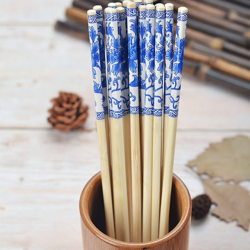 Manufacturer wholesale disposable bamboo chopsticks blue and white…