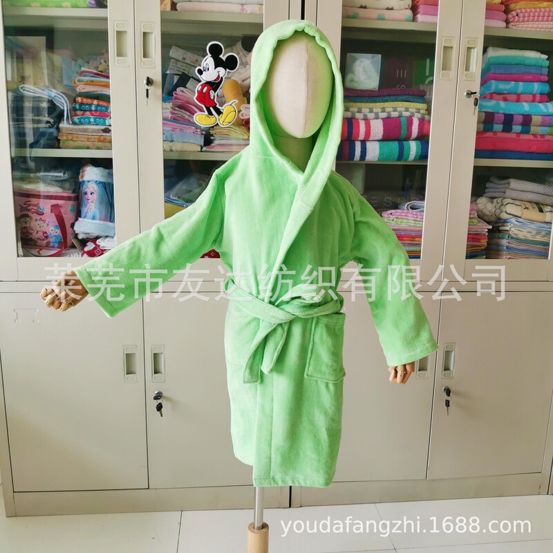Foreign trade tail goods wholesale cut velvet children bathrobe soft comfortable durable hooded bathrobe