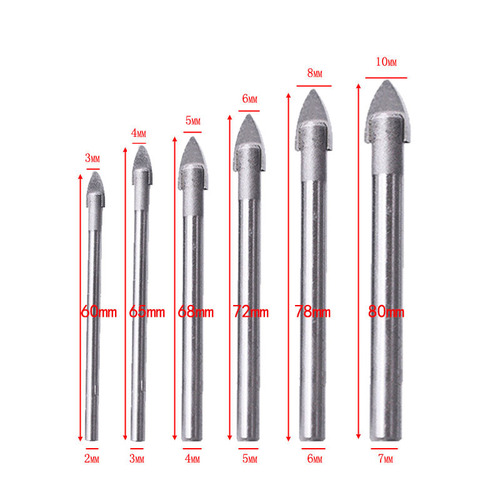 Ceramic triangle drill glass tile wall concrete drill bit round handle one-word reaming drill bit 7PC3-12mm