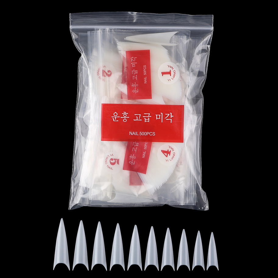 Concubina de uñas pieza de uñas fantasma pieza de uñas 500 piezas de bolsa pasta completa pieza de uñas larga francés pieza de uñas falsa pieza de extensión de uñas