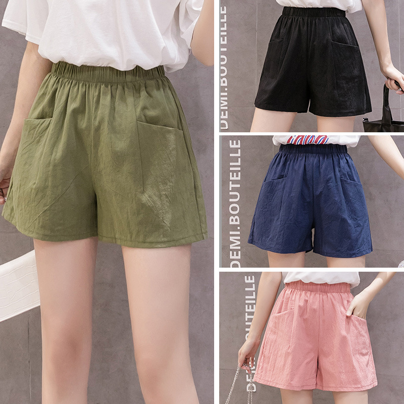 Casual Thin 2020 New Cotton and Linen Shorts Women's High Waist Summer Pure Cotton Loose Slim Korean Style Three-Point Hot Pants Summer