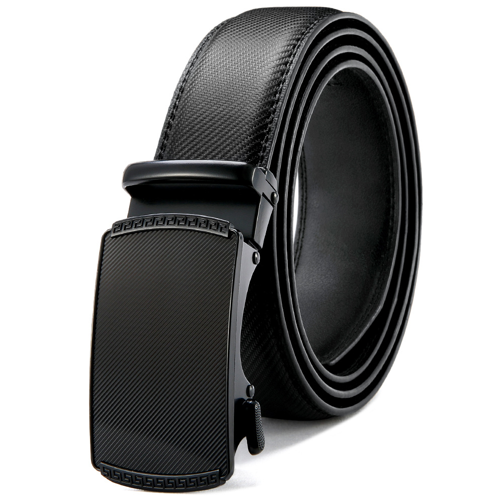 Amazon Aliexpress Belt Men's Popular Film Alloy Automatic Buckle Genuine Leather Cowhide Men's Belt Trouser Belt
