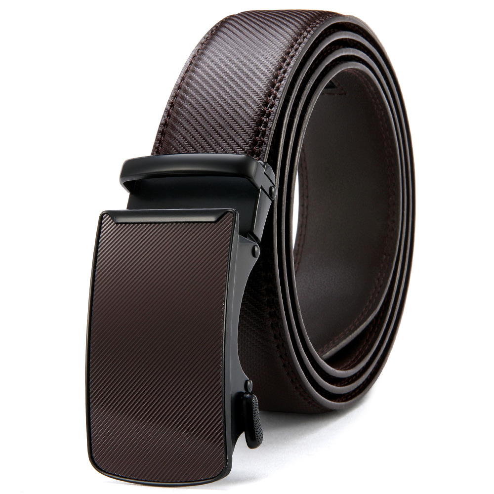 Amazon Aliexpress Belt Men's Popular Film Alloy Automatic Buckle Genuine Leather Cowhide Men's Belt Trouser Belt