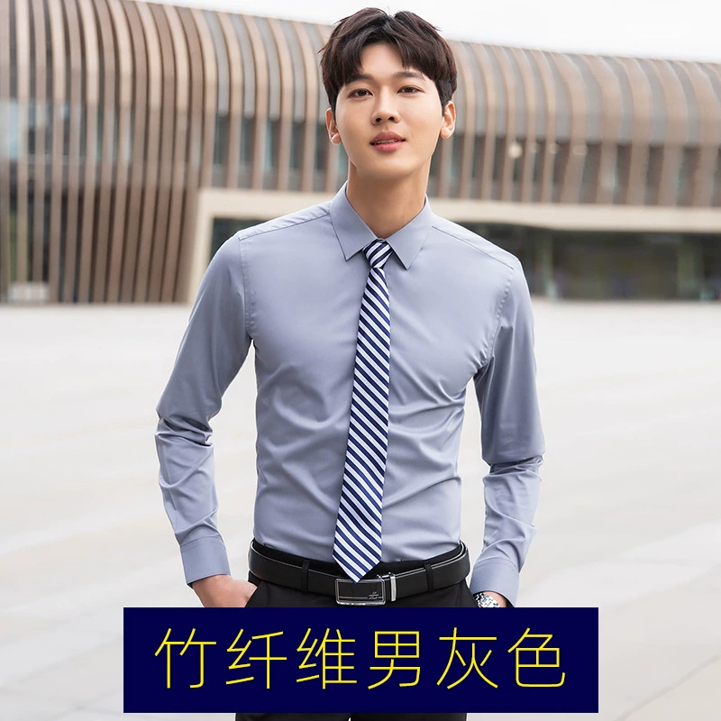 Elastic blue black shirt, white long-sleeve for work