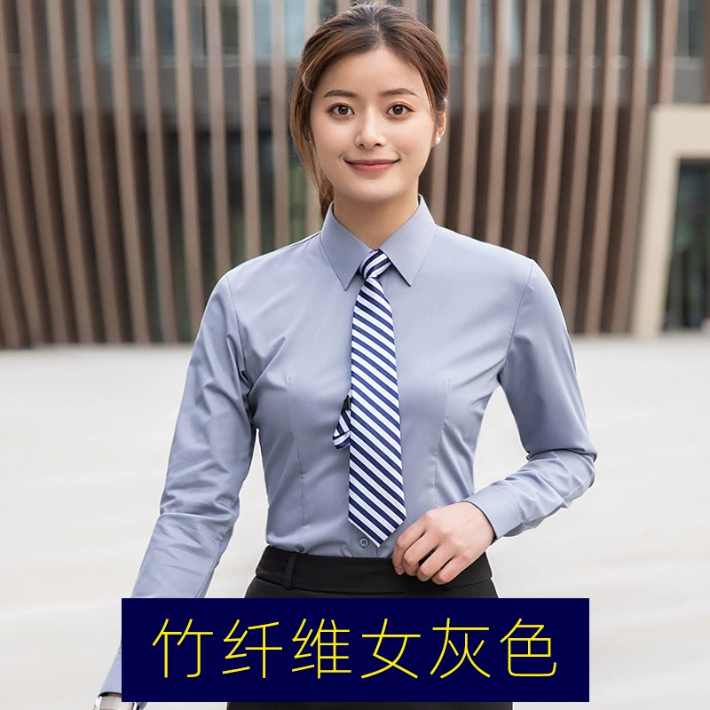 Elastic blue black shirt, white long-sleeve for work