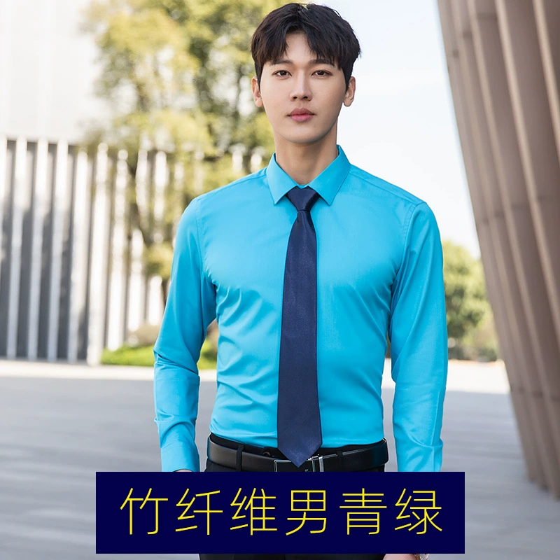 Elastic blue black shirt, white long-sleeve for work