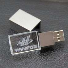 水晶u盘 高速车载音乐U盘内雕LOGO发光u盘8g16g32g u盘