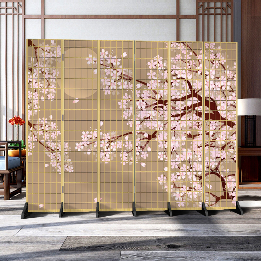 日本式の格子の壁の客間の寝室の現代的なシンプルなファッションの折り畳み式の両面の事務のキャスターの背景の装飾