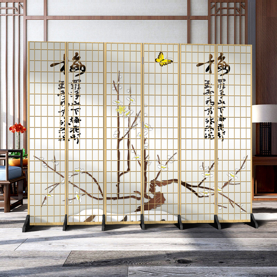 日本式の格子の壁の客間の寝室の現代的なシンプルなファッションの折り畳み式の両面の事務のキャスターの背景の装飾