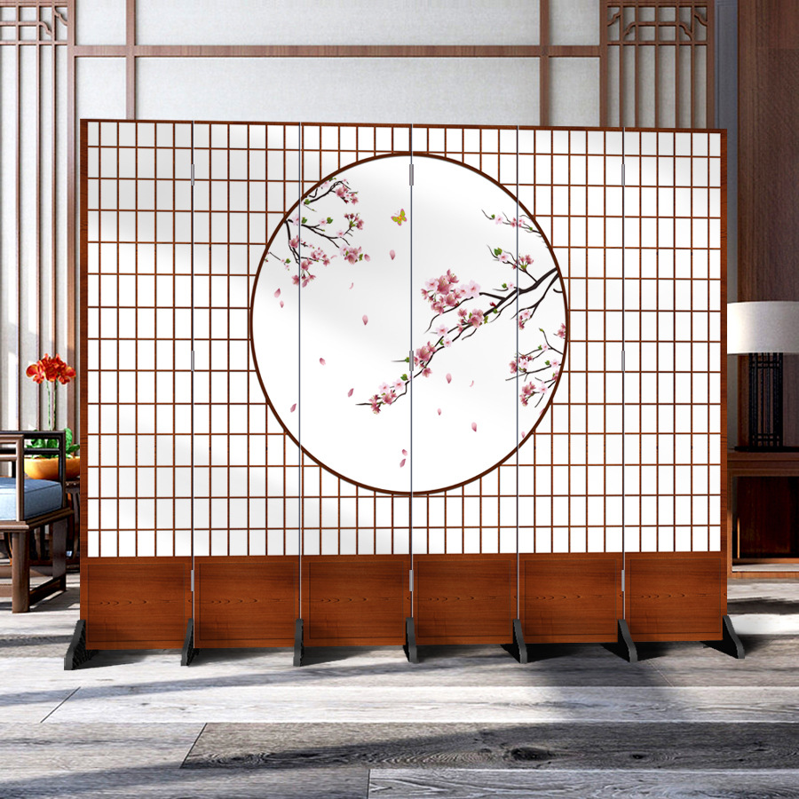 日本式の格子の壁の客間の寝室の現代的なシンプルなファッションの折り畳み式の両面の事務のキャスターの背景の装飾
